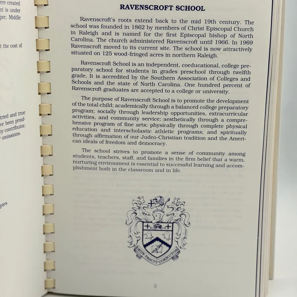 Raving Recipes Ravenscroft School Cookbook‎ 1995 First Printing Raleigh NC